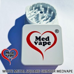 WHITE SQUARE METAL GRINDER 50MM - MEDVAPE THC WEED LEGAL CANNABIS MEDVAPE